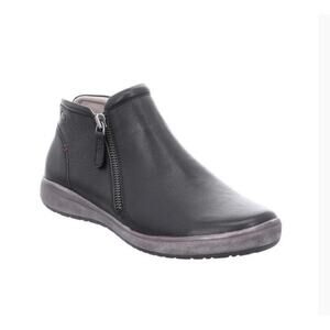 Josef Seibel 07709133100 Black Leather Caren 09 Zip Bootie Size EU 37 US 6.5 Wom
